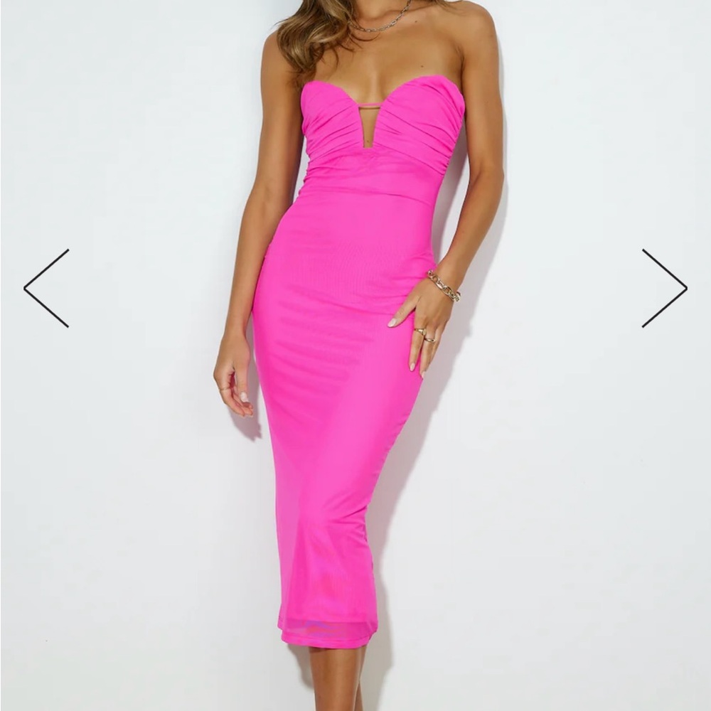 Hot pink strapless Hello Molly dress